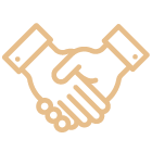 handshake symbol fuer service konfektionierung, konfektionieren in handarbeit